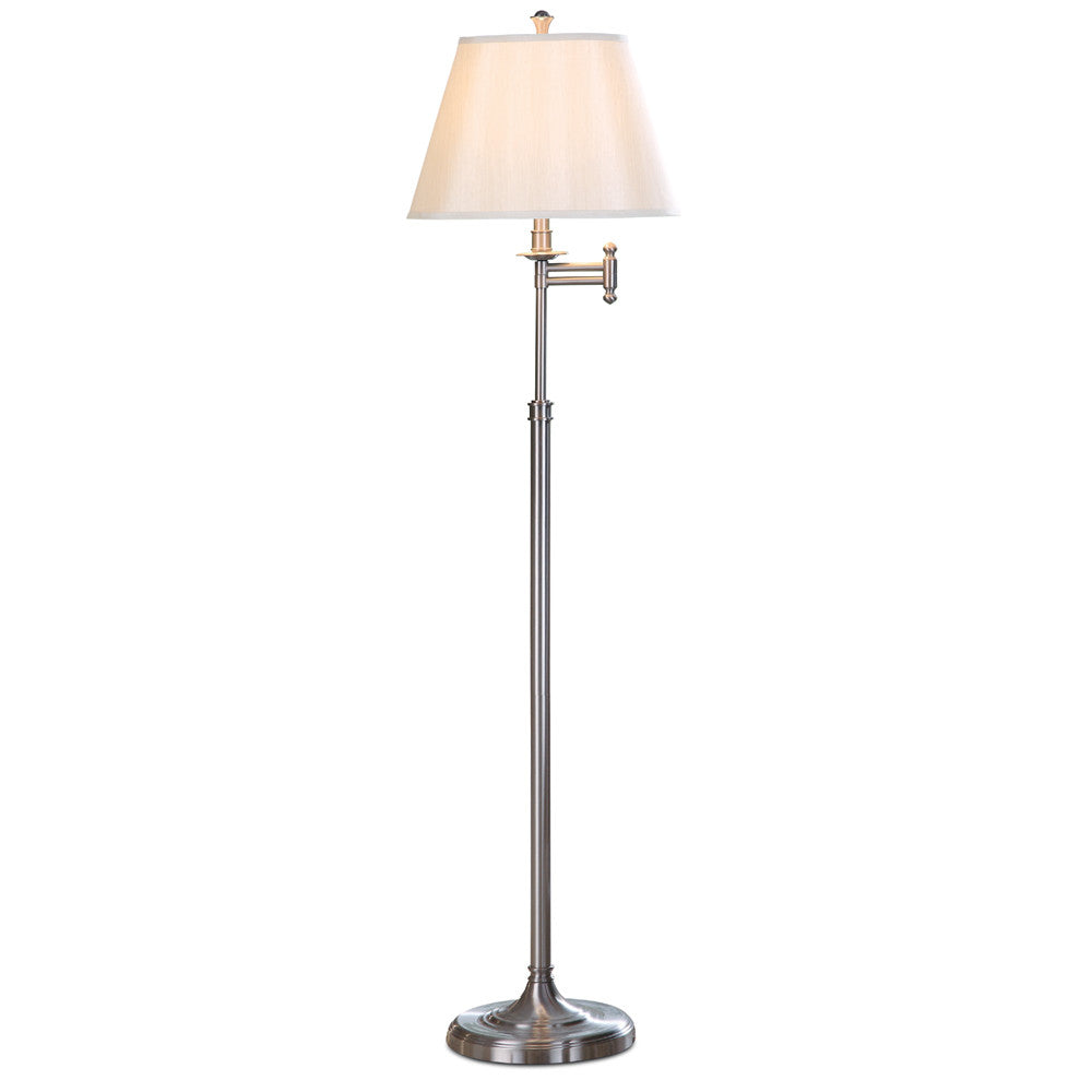 Lite Master Gramercy Swing Arm Floor Lamp in Nickel on Solid Brass Finish F8201NK-SL