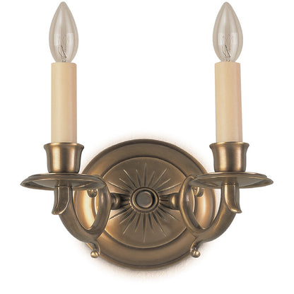 Lite Master Haverford 2 Light Wall Sconce in Antique Solid Brass W3918AB