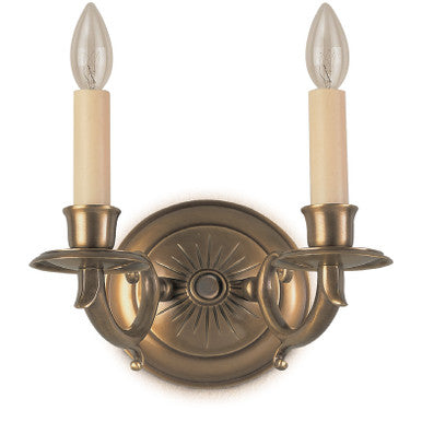 Lite Master Haverford 2 Light Wall Sconce in Antique Solid Brass W3918AB