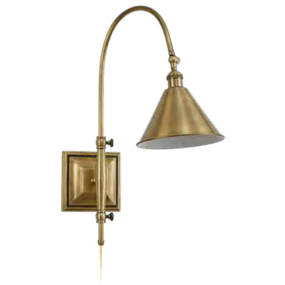 Lite Master Winston Adjustable Swing Arm Wall Lamp in Antique Solid Brass W3549AB-B17