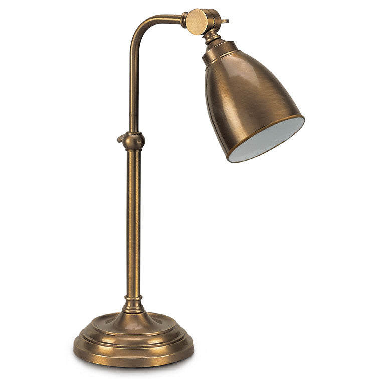 Lite Master Emery Adjustable Table or Desk Lamp in Antique Solid Brass T5849AB