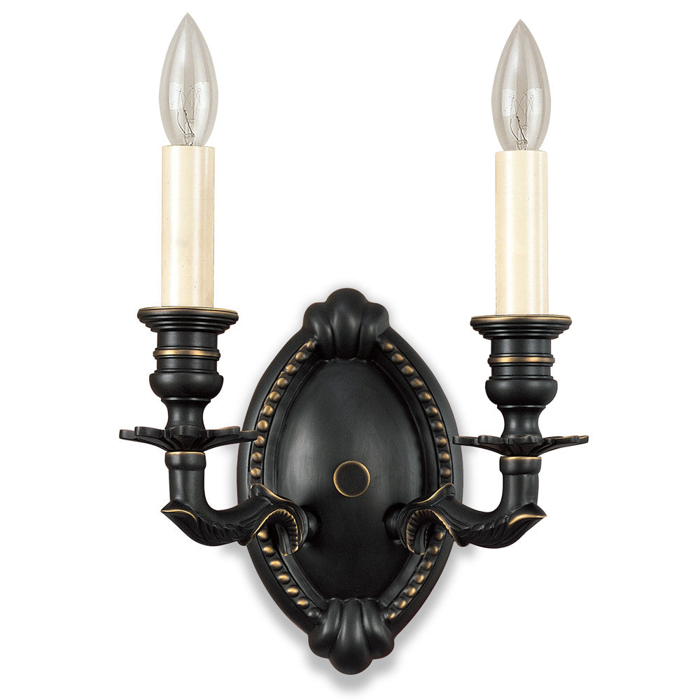 Lite Master Kensington 2 Light Wall Sconce in Oil Rubbed Bronze on Solid Brass W3926RZ