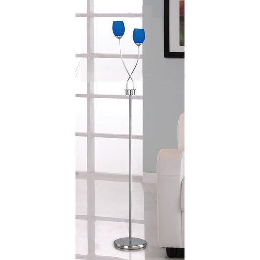 Lite Master Iris Floor Lamp in Pewter Finish with Blue Glass F5108PW