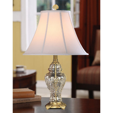 Lite Master Julia Table Lamp in Antique Solid Brass with 24% Lead Crystal T5091AB-SL