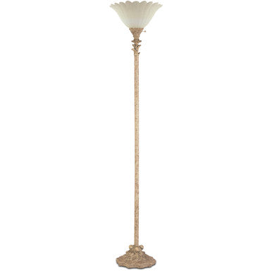 Lite Master Royal Plaza Torchiere Floor Lamp in Marble Beige Finish with Scavo Glass Shade F910MB-245