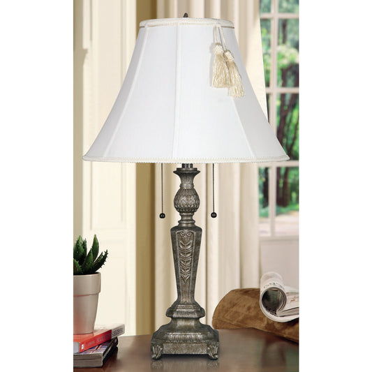 Lite Master Clermont Table Lamp in Aged Pewter Finish with Pull Chains T7516-SR