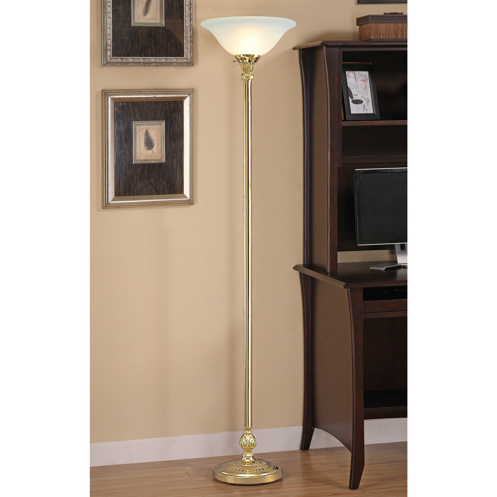 Lite Master Carlton Torchiere Floor Lamp in Polished Solid Brass F7324PB-104