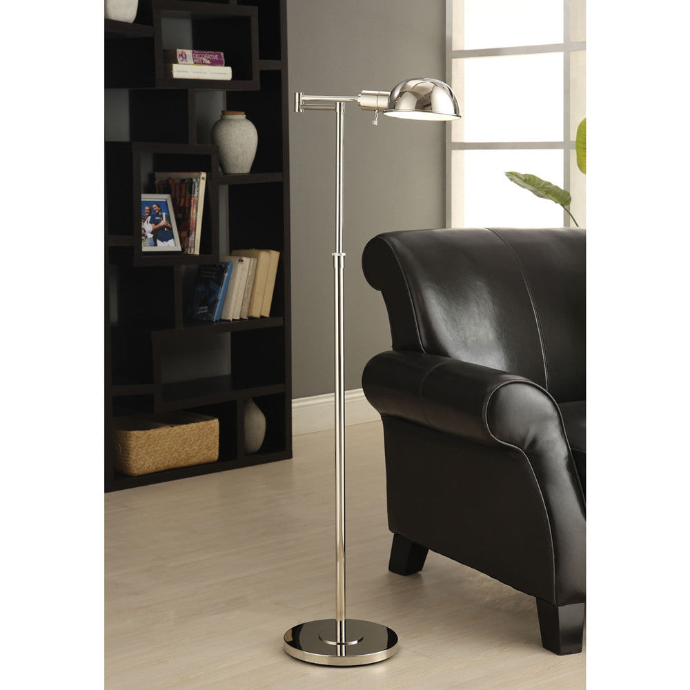 Lite Master Darien Swing Arm Floor Lamp in Nickel on Solid Brass Finish F5640NK