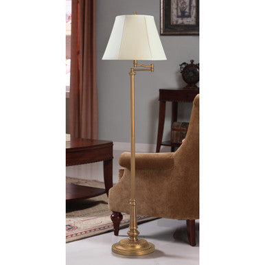 Lite Master Evelyn Swing Arm Floor Lamp in Antique Solid Brass Finish F7389AB-SL