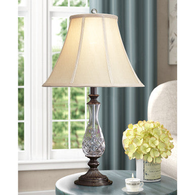 Lite Master Melrose Table Lamp in Vintage Solid Brass with 24% Lead Crystal T5001VB-SL