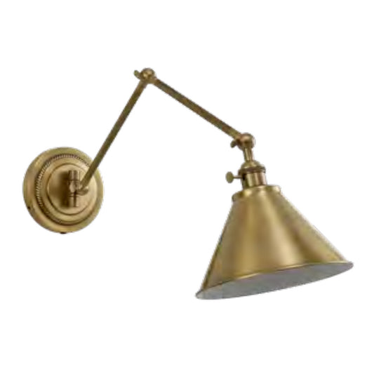 Lite Master Fairmont Adjustable Swing Arm Wall Lamp in Antique Solid Brass W3650AB-B18