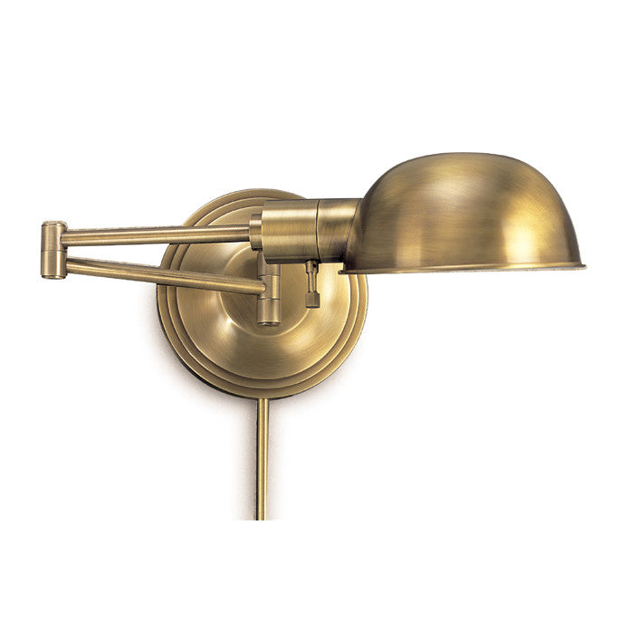 Lite Master Boston Pharmacy Swing Arm Wall Lamp in Antique Solid Brass W3582AB