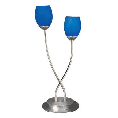 Lite Master Iris Table Lamp in Pewter Finish with Blue Glass T5103PW