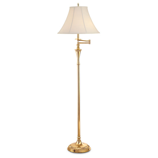 Lite Master Monroe Swing Arm Floor Lamp in Polished Solid Brass Finish F6557PB-SL