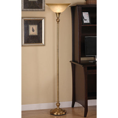 Lite Master Fairfield Torchiere Floor Lamp in Antique Solid Brass F7344AB-105