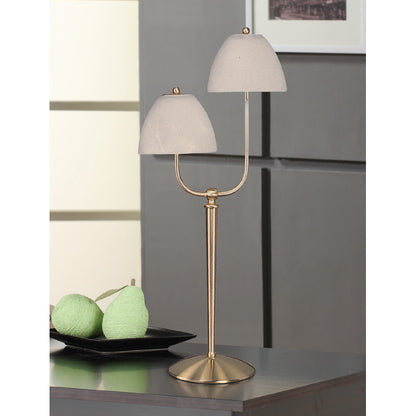 Lite Master Cora Table Lamp in Satin Brass Finish with with Marbleized Glass T5102SN