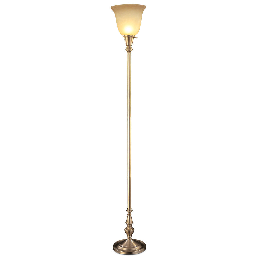 Lite Master Colebrook Torchiere Floor Lamp in Antique Solid Brass F7350AB-103