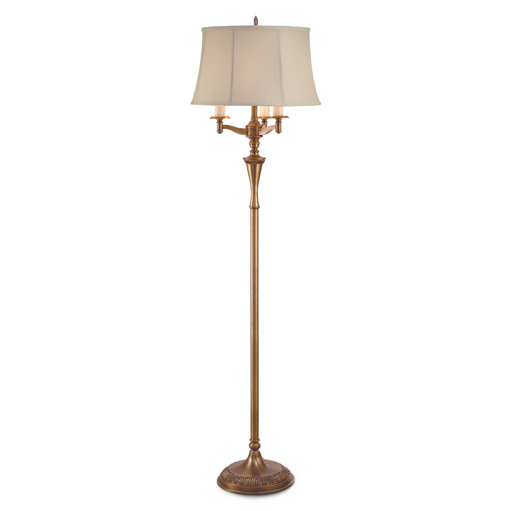 Lite Master Brighton Floor Lamp in Antique Solid Brass Finish F6559AB-SL