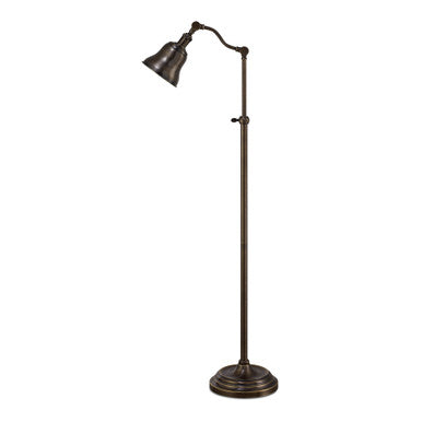 Lite Master Emery Adjustable Floor Lamp Dark Solid Brass F5617DB