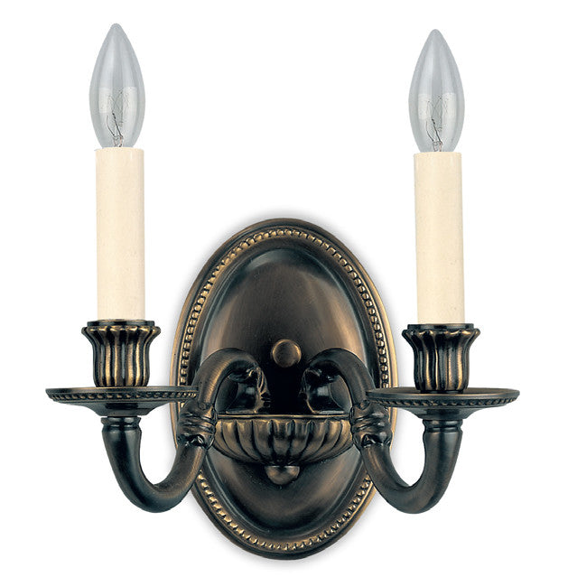 Lite Master Norwich 2 Light Wall Sconce in Dark Solid Brass W3916DB