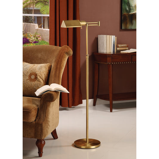 Lite Master Randolph Swing Arm Floor Lamp in Antique Solid Brass Finish F5644AB