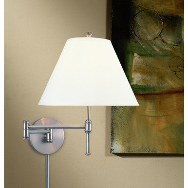 Lite Master Dorchester Swing Arm Wall Lamp in Antique Nickel W2807AN-SL