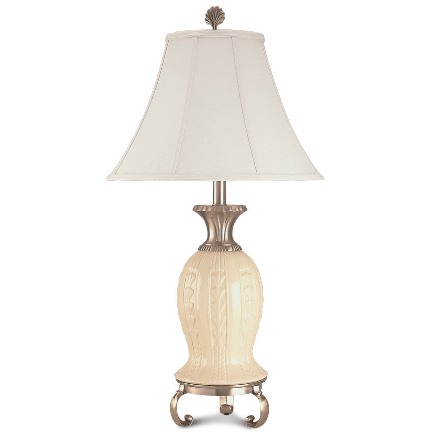 Lite Master Colette Table Lamp in Nickel on Solid Brass with Porcelain T5263NK-SL