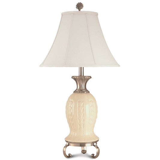 Lite Master Colette Table Lamp in Nickel on Solid Brass with Porcelain T5263NK-SL