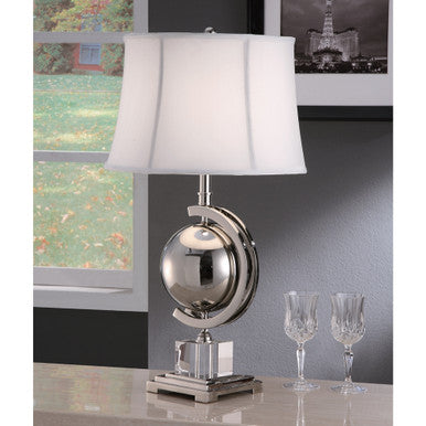 Lite Master Calder Table Lamp in Polished Nickel Finish with Crystal T1870PN-SL