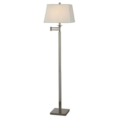 Lite Master Sutton Swing Arm Floor Lamp in Nickel on Solid Brass Finish F8405NK-SL