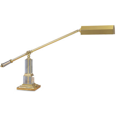 Lite Master Vaughn Table or Desk Lamp in Polished Solid Brass with 24% Lead Crystal Finish T5840PB