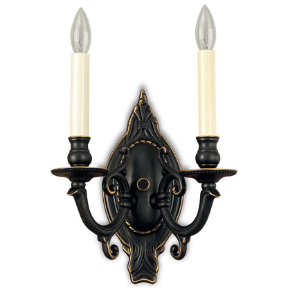 Lite Master Chantilly 2 Light Wall Sconce in Oil Rubbed Bronze on Solid Brass W3928RZ