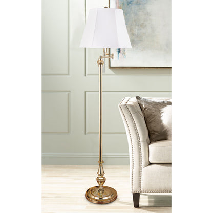 Lite Master Coleford Swing Arm Floor Lamp in Polished Solid Brass F7356PB-SL