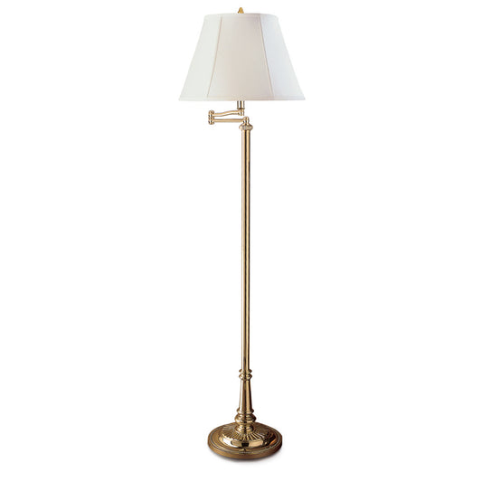 Lite Master Solid Brass Floor Lamp with Silk Shade F7389PB-SL