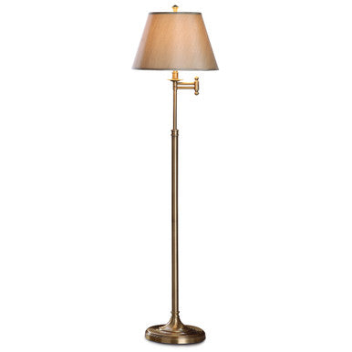 Lite Master Gramercy Swing Arm Floor Lamp in Antique Solid Brass Finish F8201AB-SL