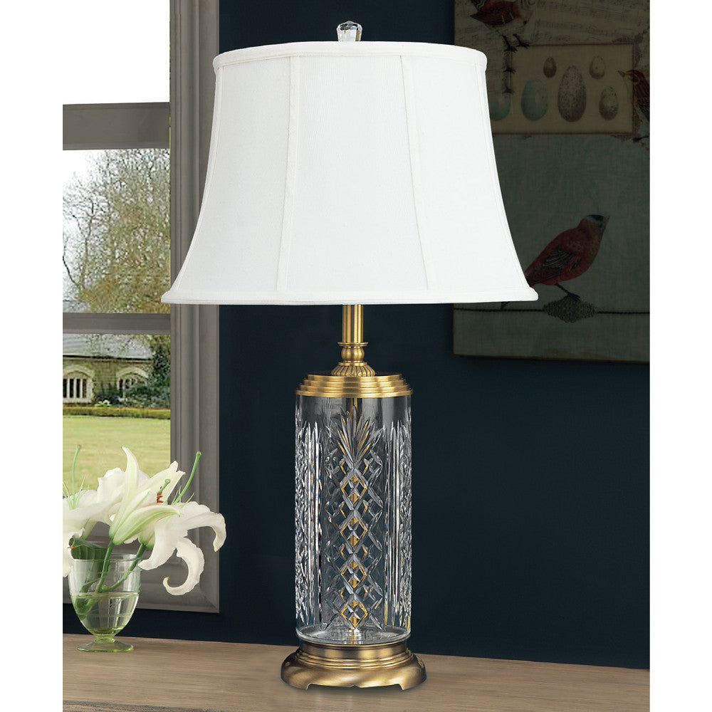 Lite Master Cheshire Table Lamp in Antique Solid Brass with Crystal T5084AB-SL