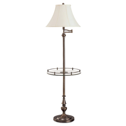 Lite Master Berkshire Swing Arm Table Floor Lamp in Dark Solid Brass with Glass Table F7360DB-SL