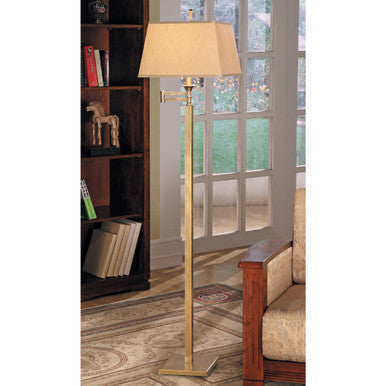 Lite Master Sutton Swing Arm Floor Lamp in Antique Solid Brass Finish F8405AB-SL