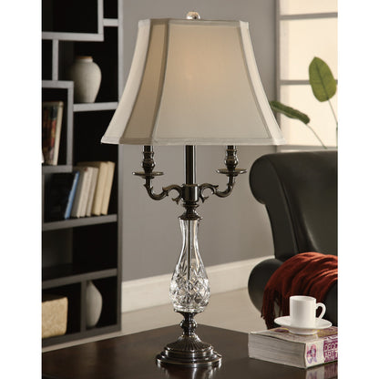 Lite Master Melrose Table Lamp in Vintage Solid Brass with 24% Lead Crystal T5002VB-SR