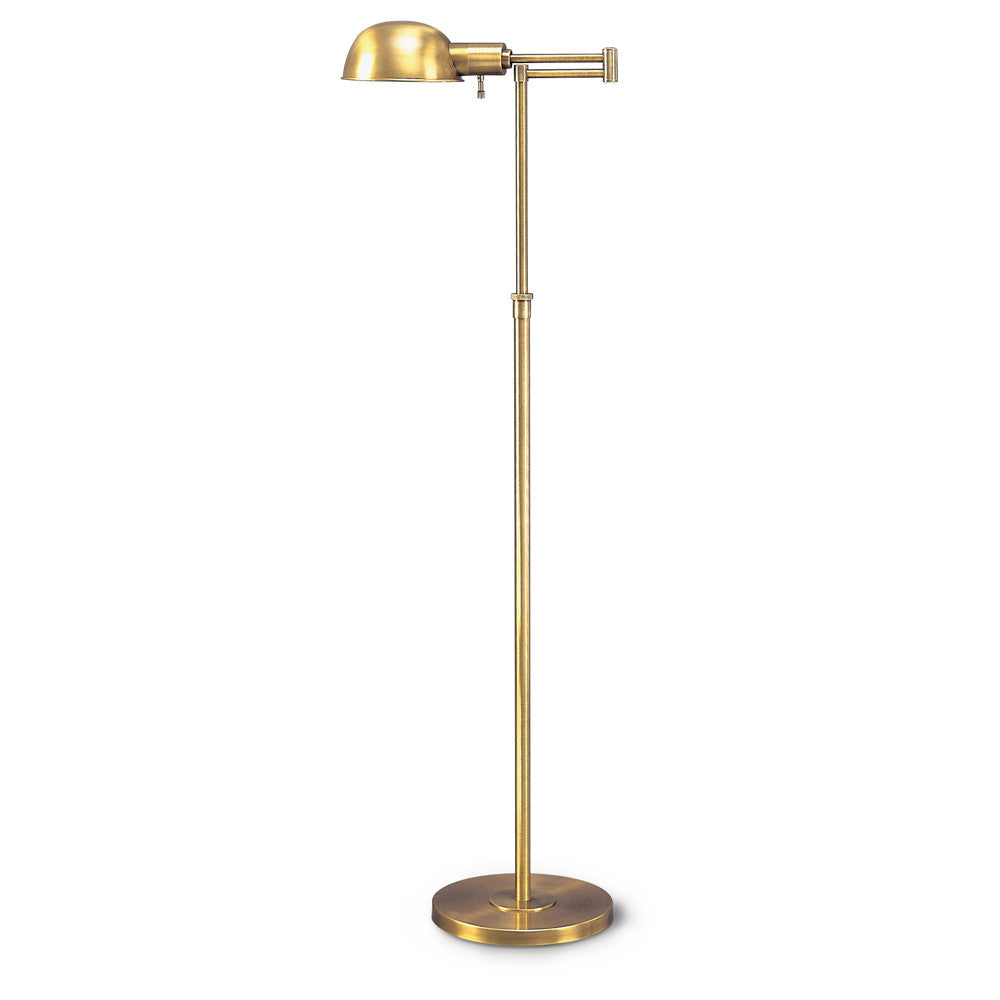 Lite Master Darien Swing Arm Floor Lamp in Antique Solid Brass Finish F5640AB