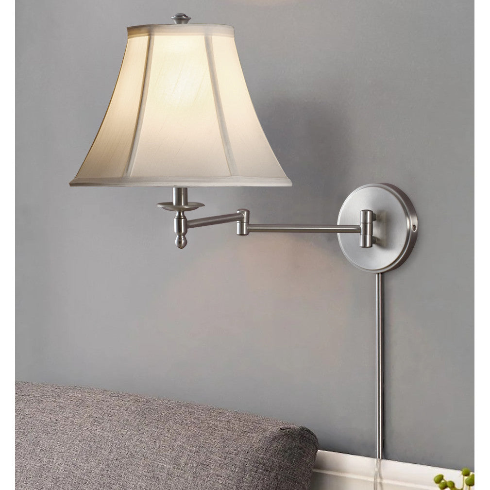 Lite Master Colby Swing Arm Wall Lamp in Satin Nickel on Solid Brass W3201NK-SL