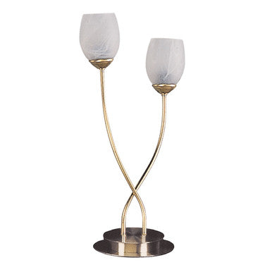 Lite Master Iris Table Lamp in Polished Brass Finish with Marbleized Glass T5103PB