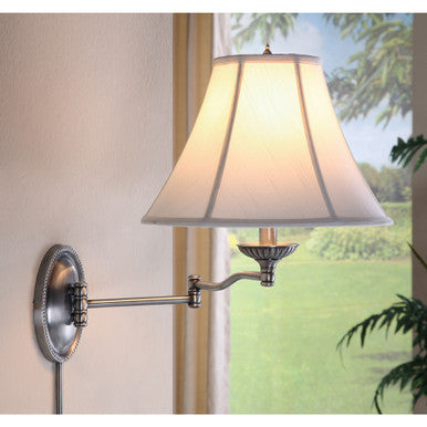 Lite Master Danbury Swing Arm Wall Lamp in Antique Nickel on Solid Brass W3510AN-SL