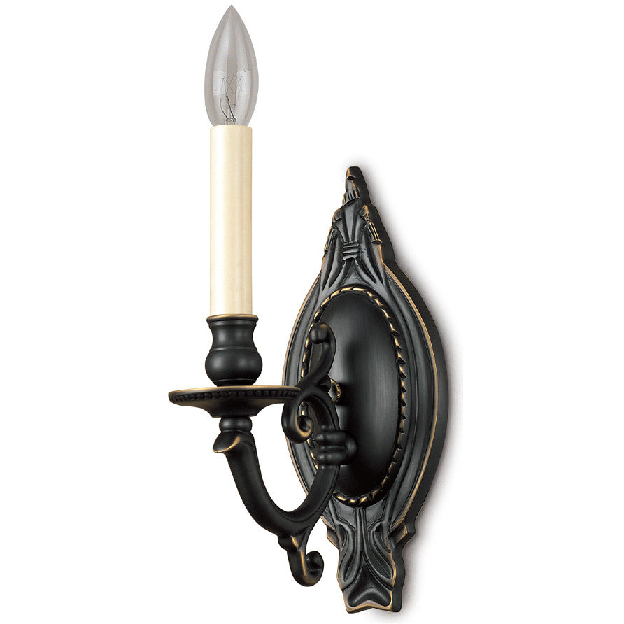 Lite Master Chantilly 1 Light Wall Sconce in Oil Rubbed Bronze on Solid Brass W3927RZ