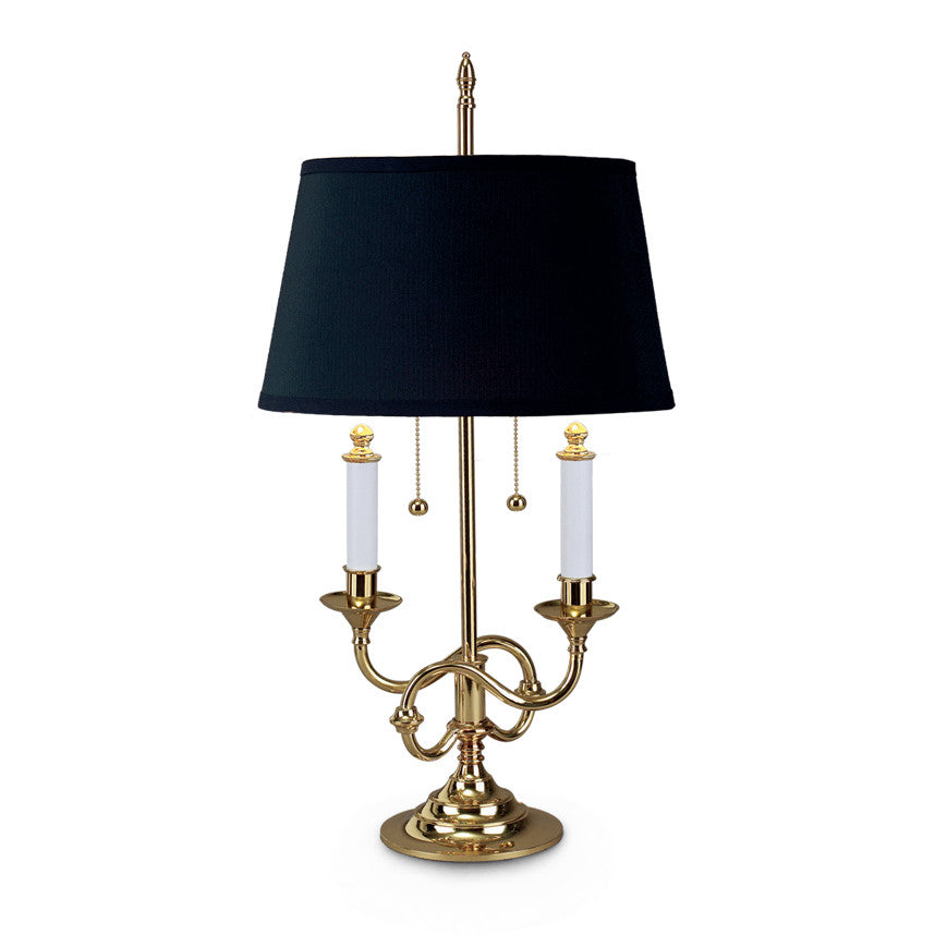 Lite Master Leighton Classic Twist Table Lamp in Polished Solid Brass with Black Oval Shade Large T6603PB-BK