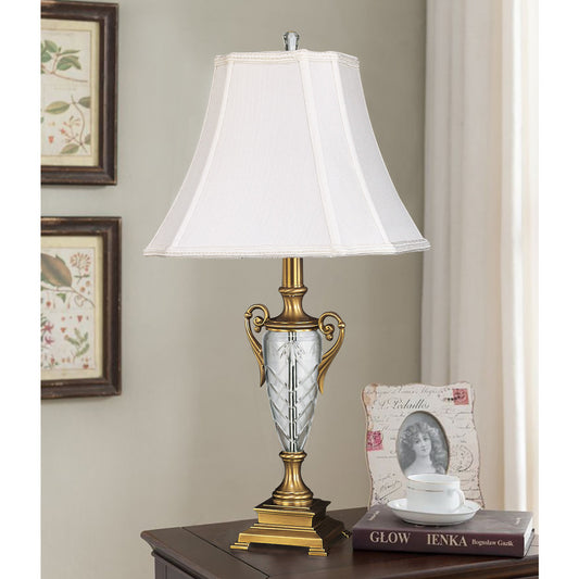 Lite Master Yorkshire Table Lamp in Antique Solid Brass with 24% Lead Crystal T5011AB-SR