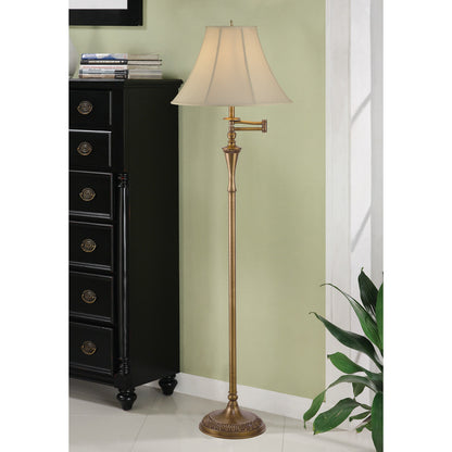 Lite Master Monroe Swing Arm Floor Lamp in Antique Solid Brass Finish F6557AB-SL