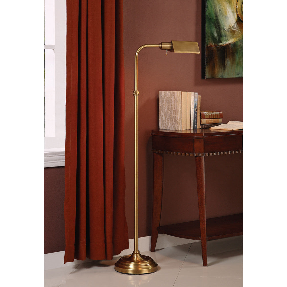 Lite Master Hudson Floor Lamp in Antique Solid Brass Finish F5611AB