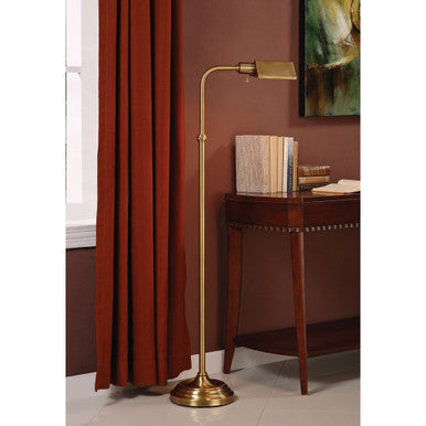 Lite Master Hudson Floor Lamp in Antique Solid Brass Finish F5611AB