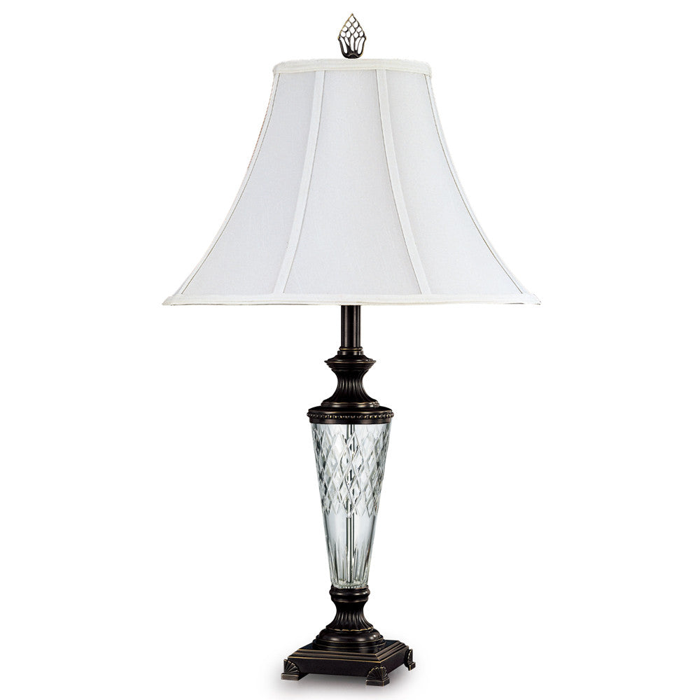 Lite Master Derby Table Lamp in Oil Rubbed Bronze on Solid Brass with 24% Lead Crystal T5014RZ-SL